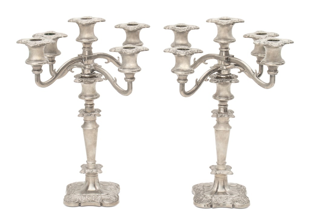 Victorian Silver Plate 5-Light Candelabra, Pair (1 of 5)