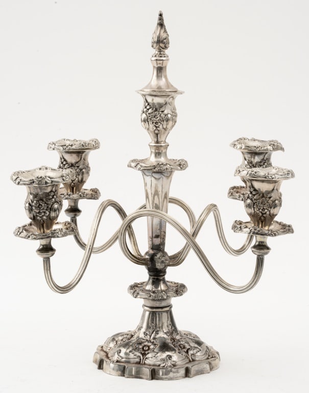 Silver Plate 4-Branch Floral Motif Candelabrum (1 of 8)