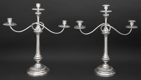 Reed & Barton Silver Plate Candelabra, Pair
