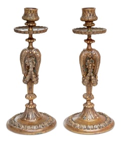 Louis XV Style Bronze Candlesticks, Pair