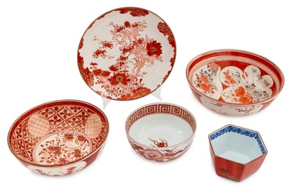 Japanese Kutani Ware Porcelain Tableware, 5 Pcs.