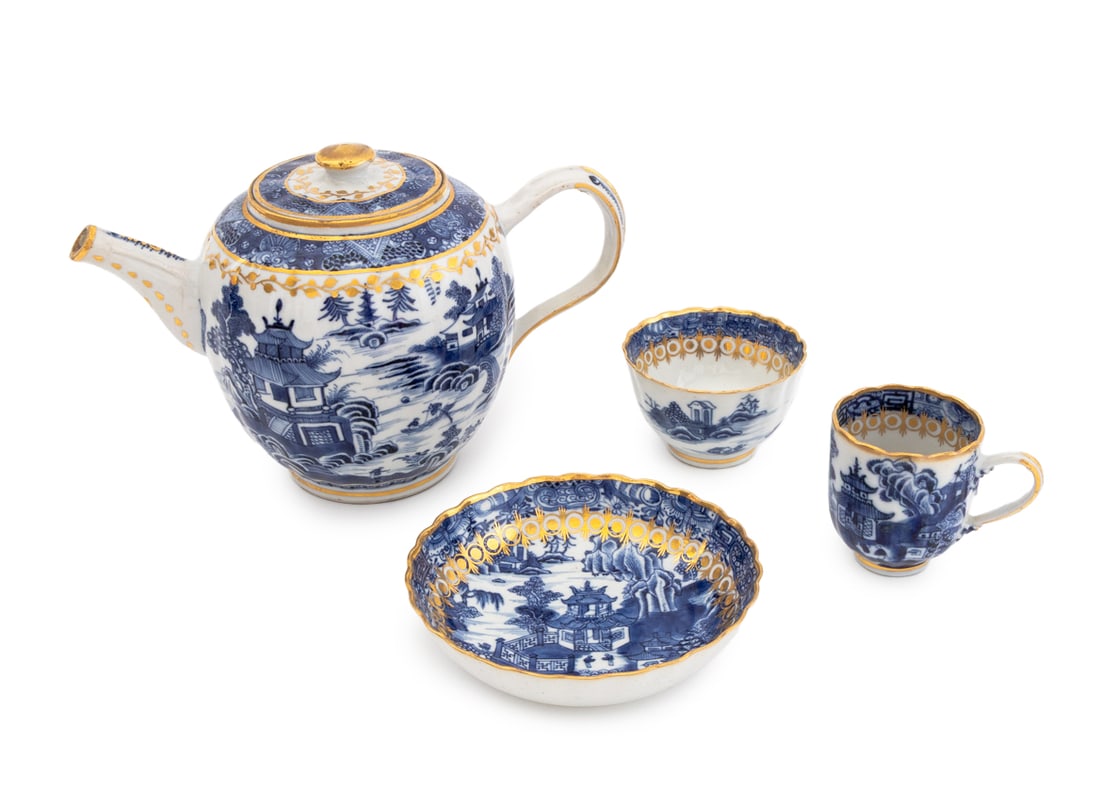 Blue Willow Pattern Porcelain Tea Service, 4 Pcs. (1 of 16)