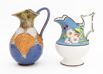 English Arts & Crafts Ceramic Pitchers, 2