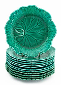 Wedgwood Majolica Cabbage Leaf Plates, 12