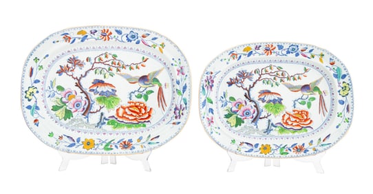 Davenport Stone China "Flying Bird" Oval Trays, 2