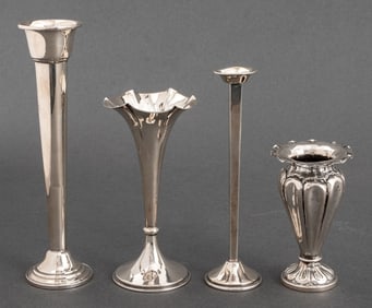 Cartier, Etc. Silver Diminutive Bud Vases, 4