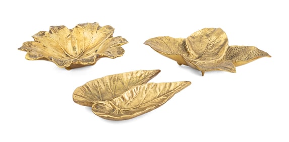 Foliate Form Gilt Brass Vide Poches, 3