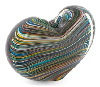 Caleb Siemon Hand-Blown Striped Heart Bud Vase