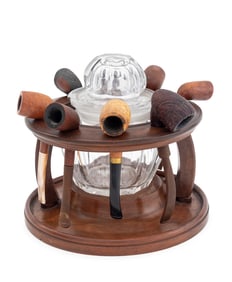 Mahogany Tobacco Pipe Swivel Caddy