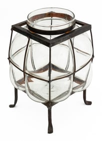 Contemporary Wrought Iron Caged Glass Planter
