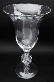 Urn Form Clear Glass Stemmed Vase