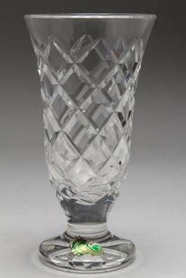 Waterford Cut Crystal Vase: Waterford Cut Crystal Vase, with original manufacturing label. 7" H x 3.75" Diameter. Provenance: From a New York City Collection. Keywords: Art Glass, Vessel, Bud vase, Decorative Arts