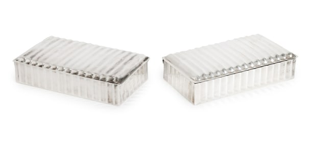 Ralph Lauren Silver Plate Fluted Covered Boxes, 2