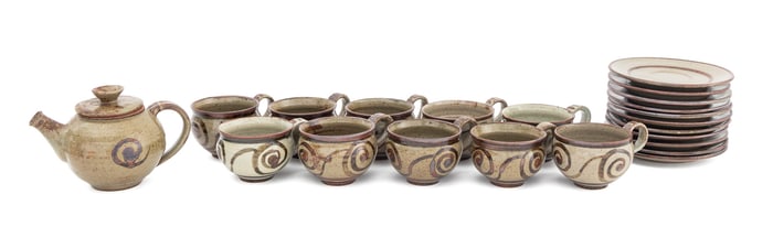 Herbert Sargent Stoneware Tea Service, 22 Pcs.