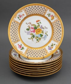Richard Ginori "Pompadour" Porcelain Plates, 8