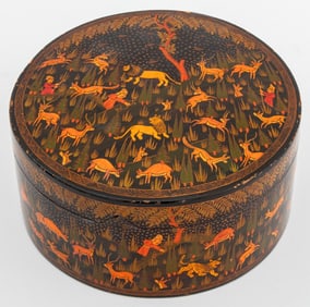Kashmiri Black Lacquered Papier Mache Covered Box