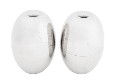 Italian Nickel Plated Brass Covered Jars, Pair