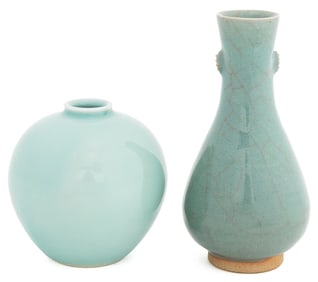Japanese Celadon Glazed Vases, 2