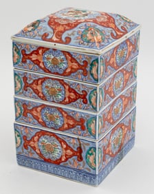 Japanese Imari Porcelain 4-Tier Stacking Boxes