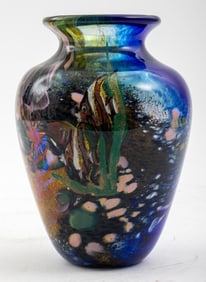 Contemporary Marine Motif Art Glass Vase, 1998