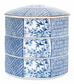 Japanese Blue & White Porcelain Bento Box