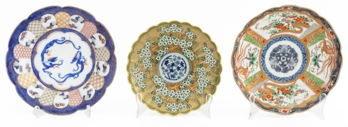 Japanese Polychrome Glazed Porcelain Plates, 3
