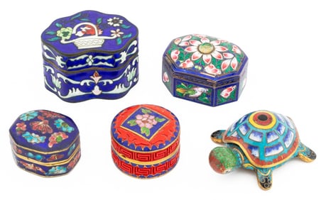 Chinese Cloisonne Enamel Diminutive Boxes, 5