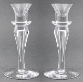 Tiffany & Co. Glass Candlesticks, Pair