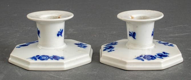 Royal Copenhagen Porcelain Candlesticks, Pair