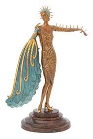 Erte "Diva" Patinated Bronze Sculpture, 1984