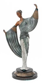 Erte "In the Evening" Patinated Bronze Sculpture
