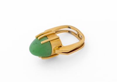 18K Yellow Gold Jade Ring