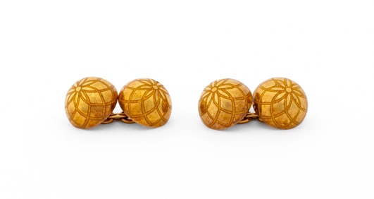 18K Yellow Gold Half Dome Cufflinks