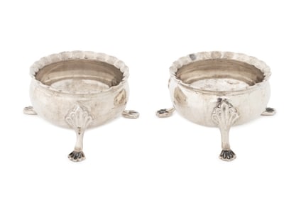 George II Sterling Silver Open Salt Cellars, Pair