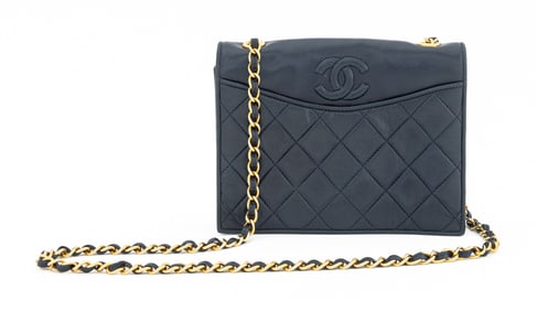 Chanel Metalasse Navy Blue Leather Handbag