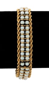 14K Yellow Gold Cultured Pearl Bracelet