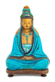 Chinese Fahua Glazed Earthenware Guanyin