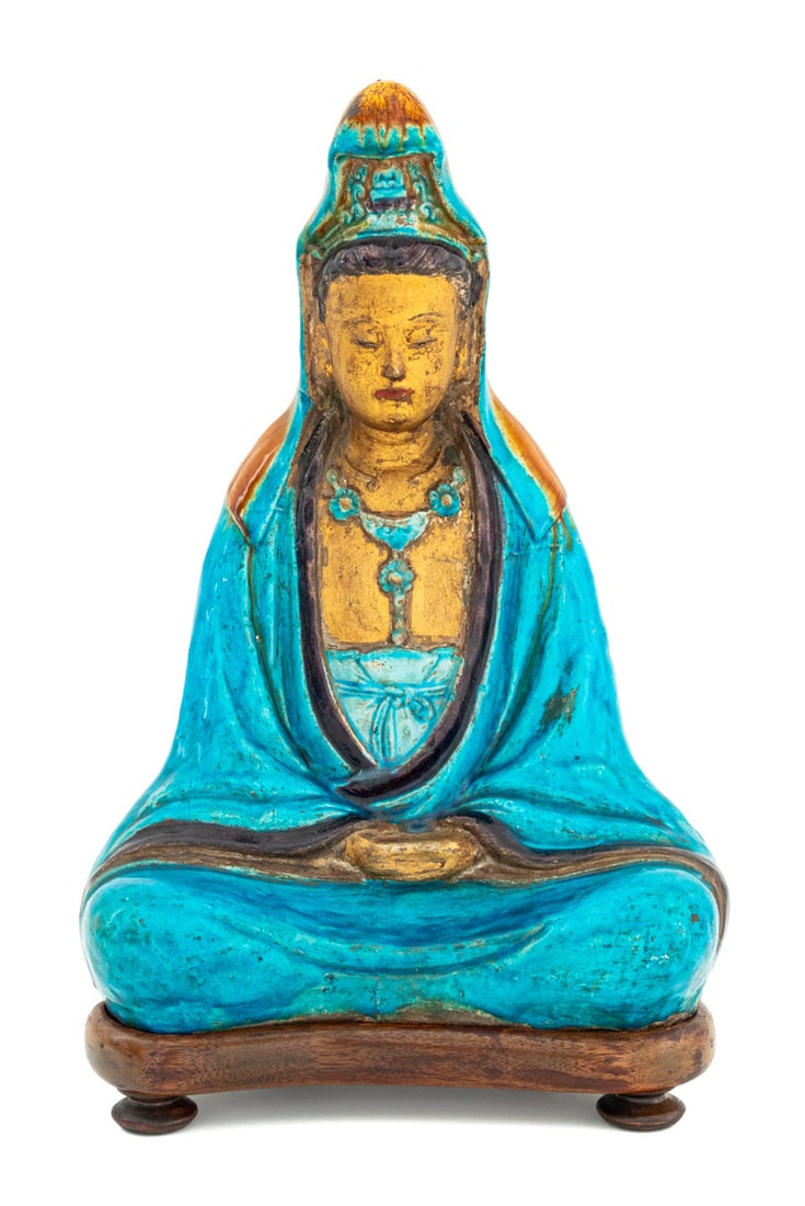 Chinese Fahua Glazed Earthenware Guanyin (1 of 7)
