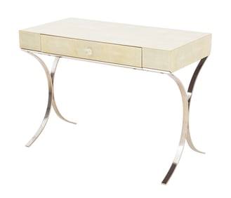 Modern Faux Shagreen & Chrome Desk