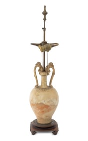 Chinese Tang Straw Glazed Amphora Mounted as Lamp