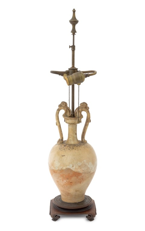 Chinese Tang Straw Glazed Amphora Mounted as Lamp (1 of 7)