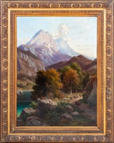 Georg Kobel Alpine Landscape Oil on Canvas