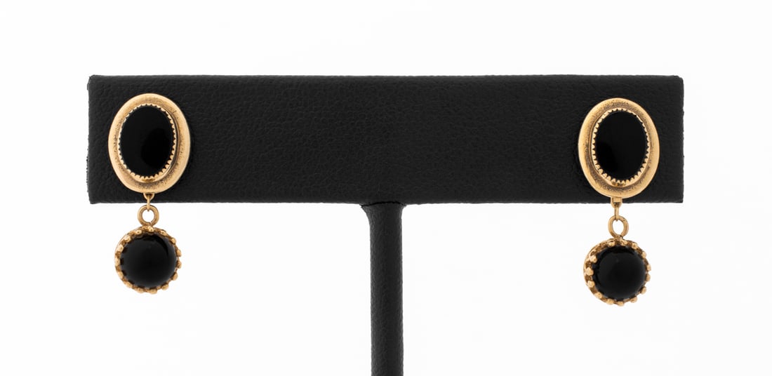 14K Yellow Gold Convertible Black Onyx Earrings (1 of 6)