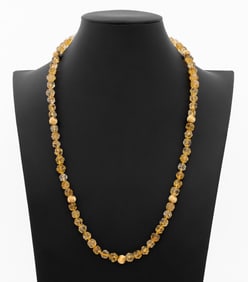 14K Yellow Gold Citrine Bead Necklace