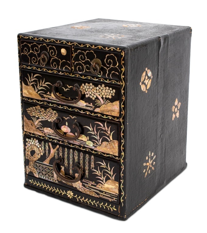 Korean Black Lacquered Miniature Chest of Drawers (1 of 5)