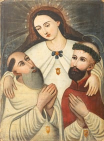 Spanish Colonial Retablo Oil on Canvas, 19th C.