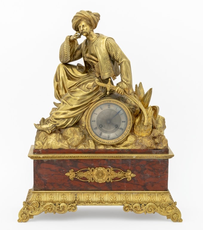 Charles X Gilt Bronze Red Marble "Mamelouk" Clock (1 of 9)