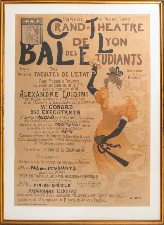 "Grand-Theatre de Lyon Bal..." Lithograph, 1893 (1 of 5)