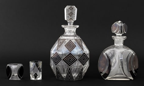 Karl Palda Attr. Clear Glass Barware, 4 Pcs.