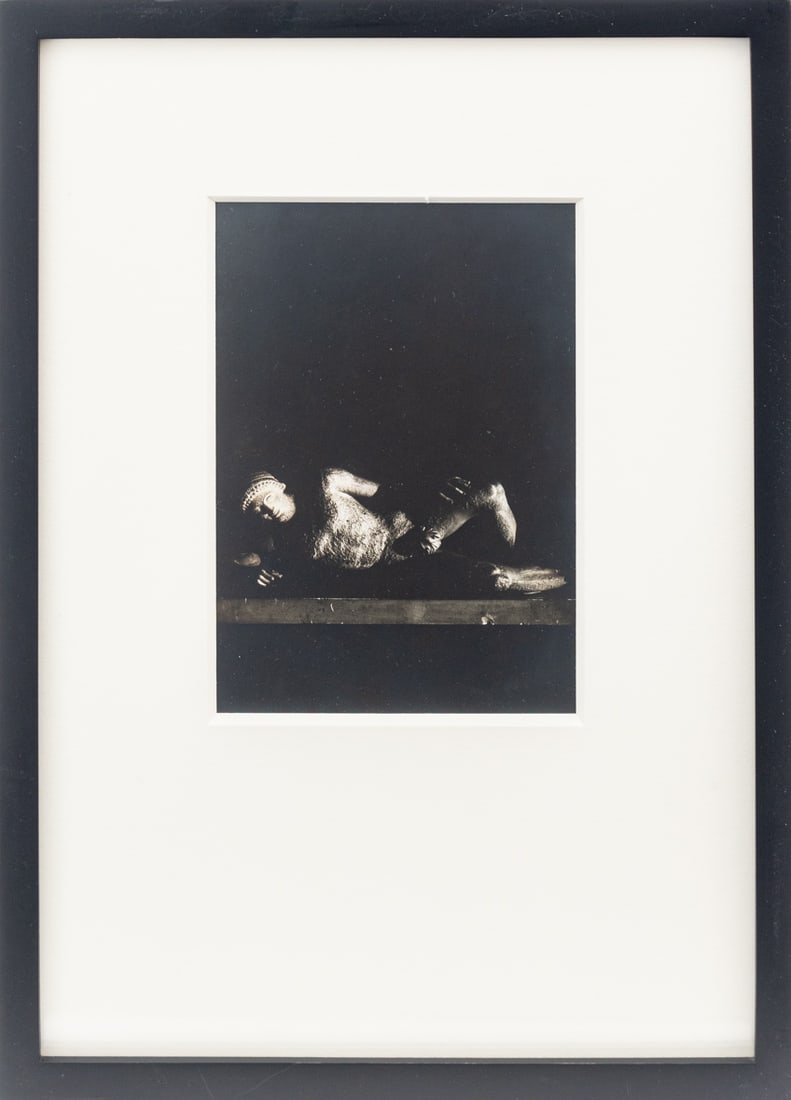 George P. Lynes "Sculpture Series #4" Silver Print: George Platt Lynes (American, 1907-1955), "Sculpture Series #4", Gelatin Silver Print, stamped "G.P. Lynes" and labeled "192" to the mat, ebonized wood frame. Image: 6.25" H x 4.25" W; frame: 13.5" H